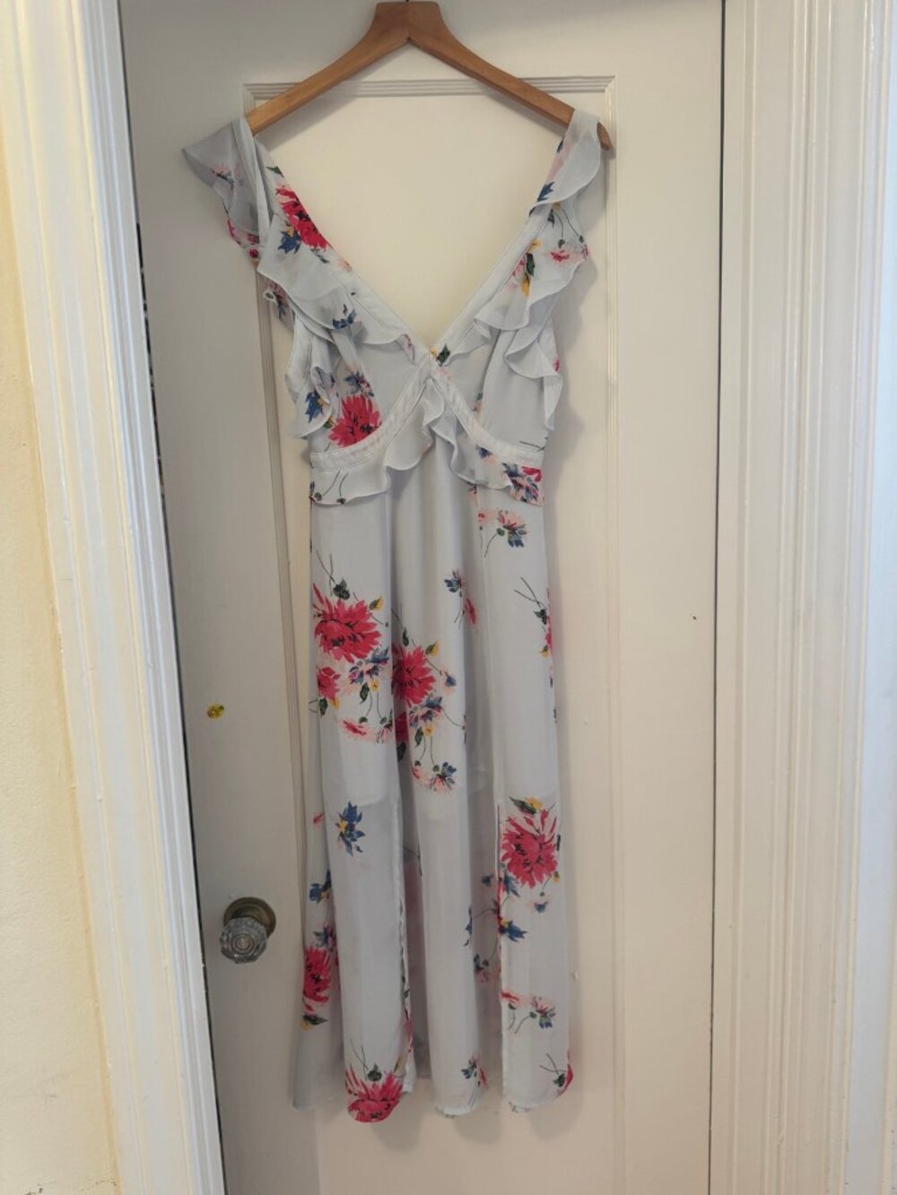 Poupette St Barth Sasha Midi Dress — Sky Jonquille Floral, Size 2